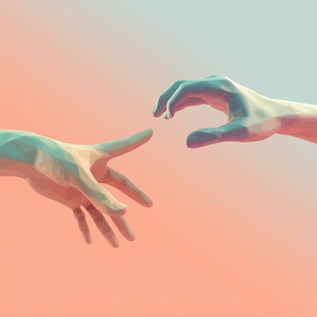 Vektor hands_reaching_towards_each_other konzept