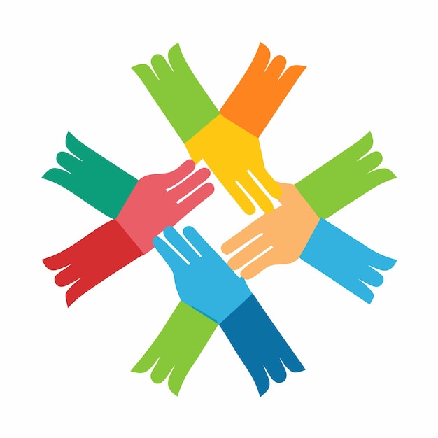 Hands Together Einheit und Solidarität Ikonen Vektor-Illustration