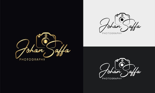 Vektor handschrift fotografie logo vorlage vektor-signatur-logo-design