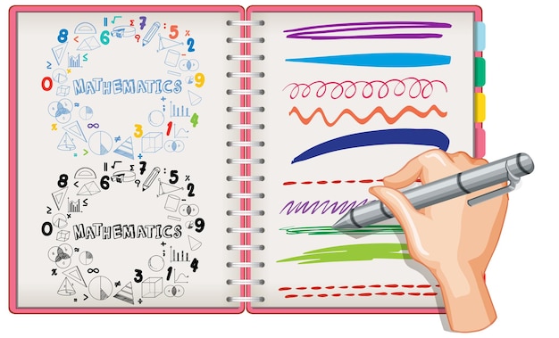 Handschrift mathematische Formel und Gekritzel auf Notizbuch