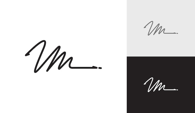 Vektor handschriftlicher signaturbuchstabe vm-logo-design