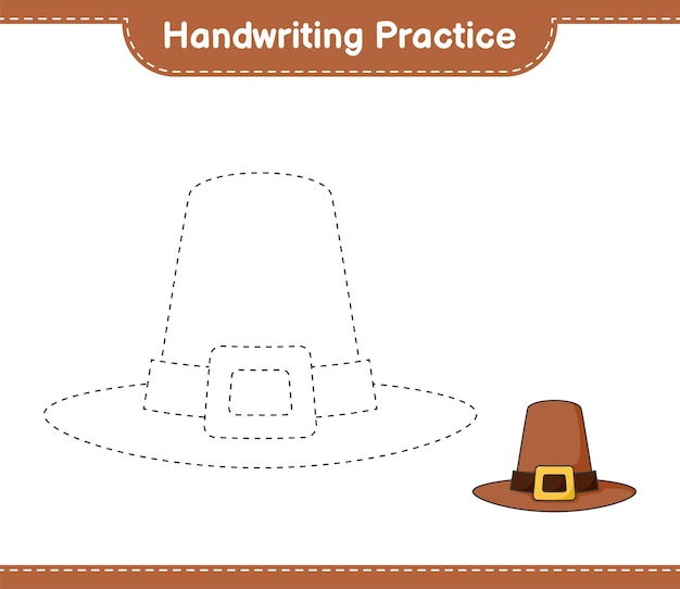 Handschriftpraxis Tracing Lines of Hat Educational Kinderspiel druckbares Arbeitsblatt