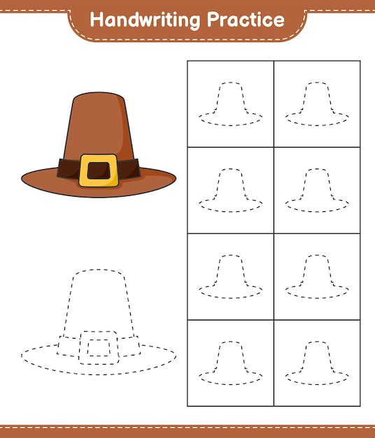Handschriftpraxis Tracing Lines of Hat Educational Kinderspiel druckbares Arbeitsblatt