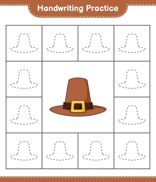 Handschriftpraxis Tracing Lines of Hat Pädagogisches Kinderspiel druckbares Arbeitsblatt