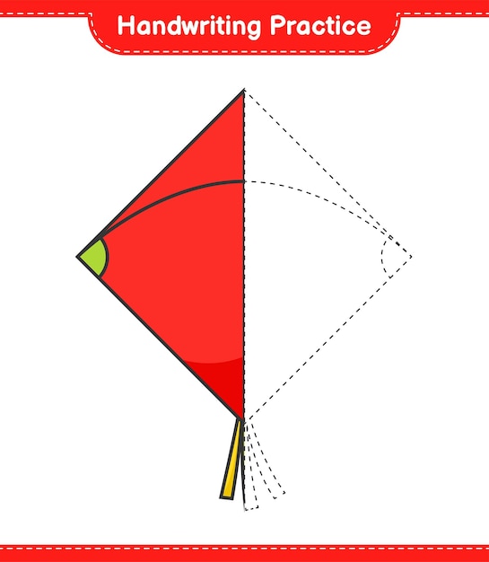 Handschriftpraxis. tracing-linien von kite. pädagogisches kinderspiel, druckbares arbeitsblatt, vektorillustration