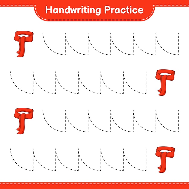 Handschriftpraxis tracing-linien von schal pädagogisches kinderspiel druckbares arbeitsblatt