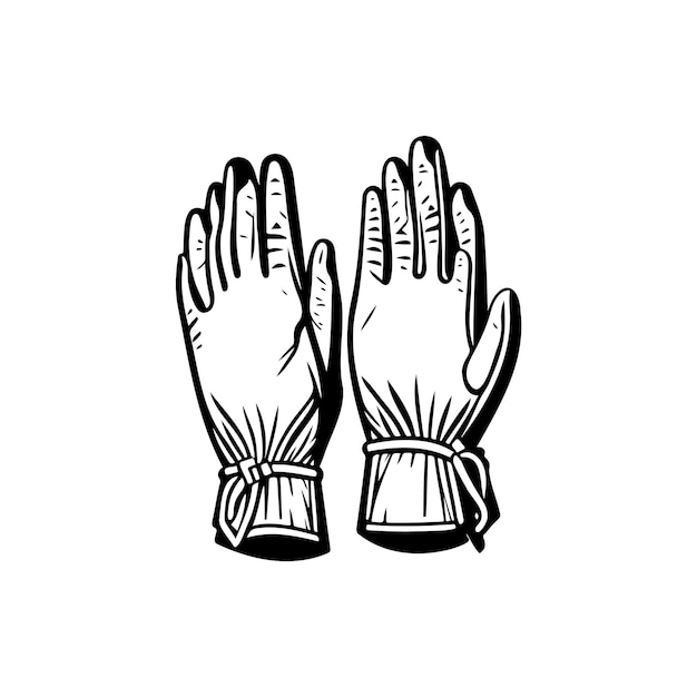 Vektor handschuh icon hand zeichnen schwarze farbe stoff winter logo vektorelement und symbol