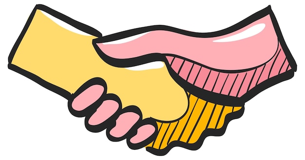 Vektor handshake-symbol in handgezeichneter farbvektorillustration