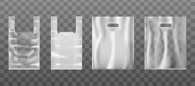 Handtasche mit Handloch oder Griff aus Kunststoff oder Folie. Transparenter Hintergrund.