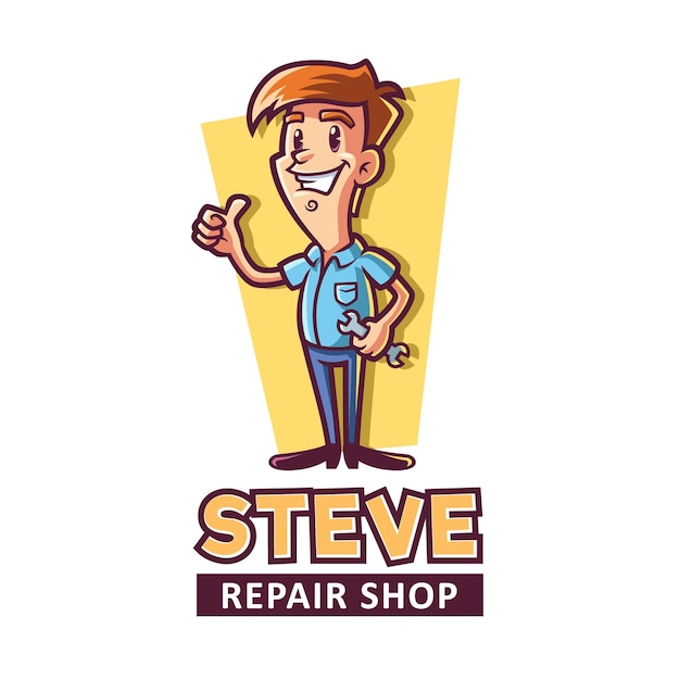 Vektor handwerker-reparatur-mann-karikatur-maskottchen-logo