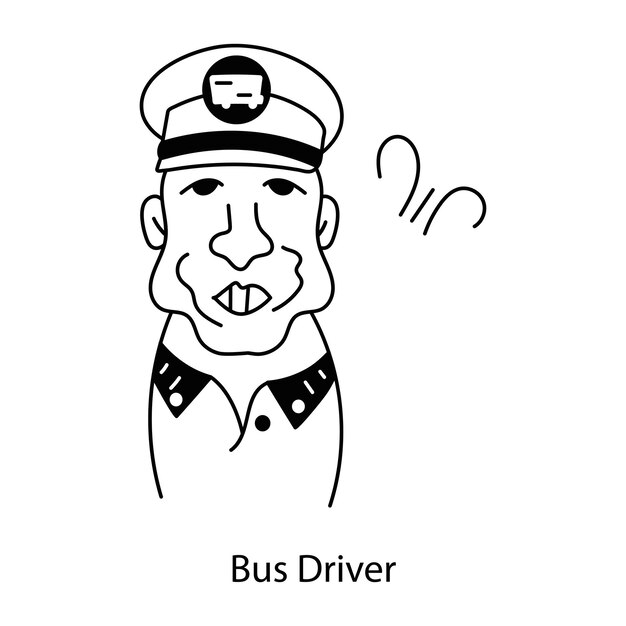 Vektor handy-droodle-avatar eines busfahrers