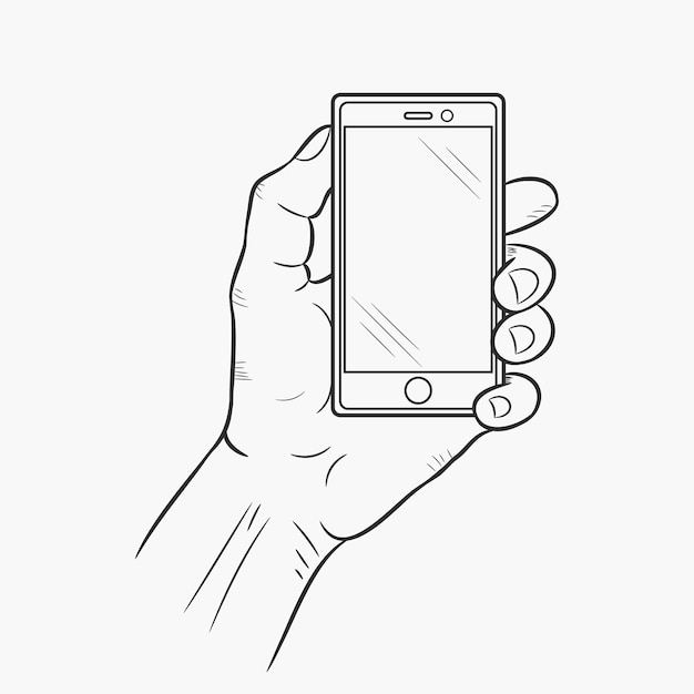 Vektor handy in der hand, vorderansicht. vektor-illustration.