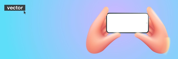 Handy in zwei Händen auf blauem Hintergrund Realistisches 3D-Design im Cartoon-Stil Vektor-Illustration
