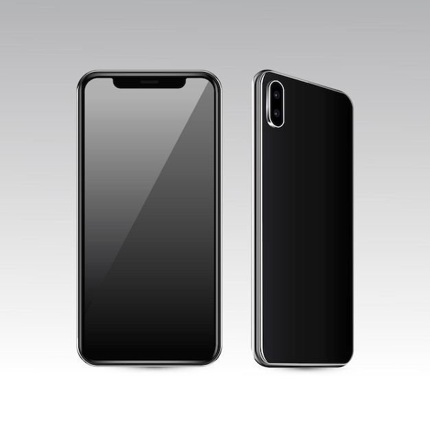 Handy-Mockup Vorder- und Rückansicht Vektor