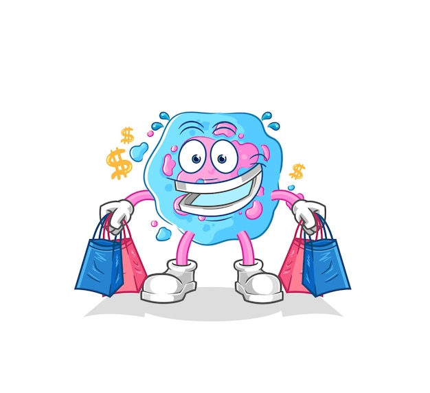 Handy-shopping-maskottchen-cartoon-vektor