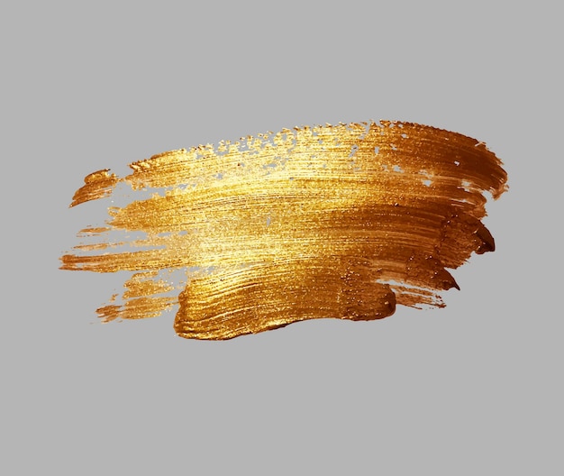 Handzeichnung Goldpinsel Strichfarbe Fleck auf grauem Hintergrund, handgemachte Vektorillustration