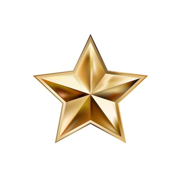 Handzeichnung Goldstern mit fünf Strahlen elegantes Element isoliert auf weißem Hintergrundvektor