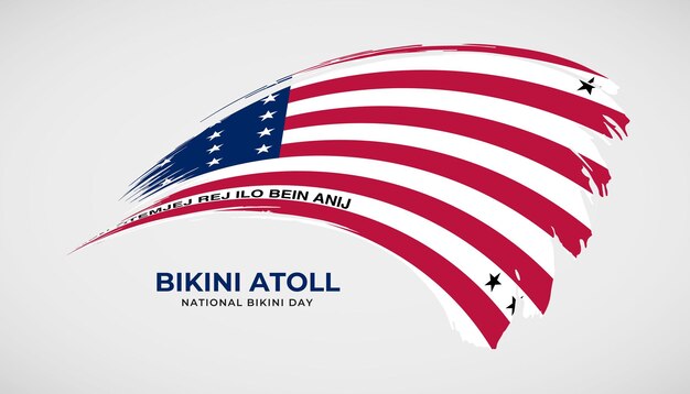 Handzeichnung pinselstrich flagge des bikini-atolls mit maleffekt-vektorillustration