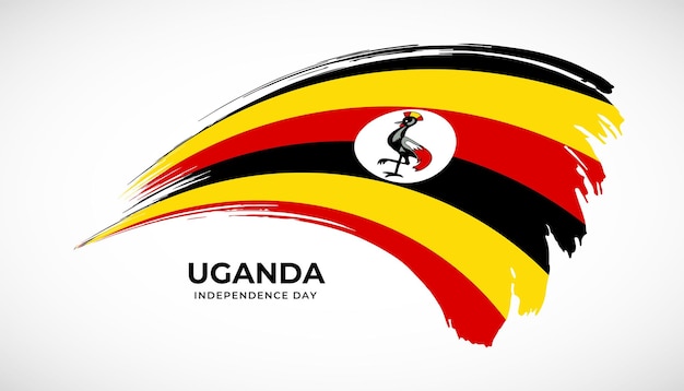 Handzeichnung Pinselstrich Flagge Ugandas mit Maleffekt-Vektorillustration
