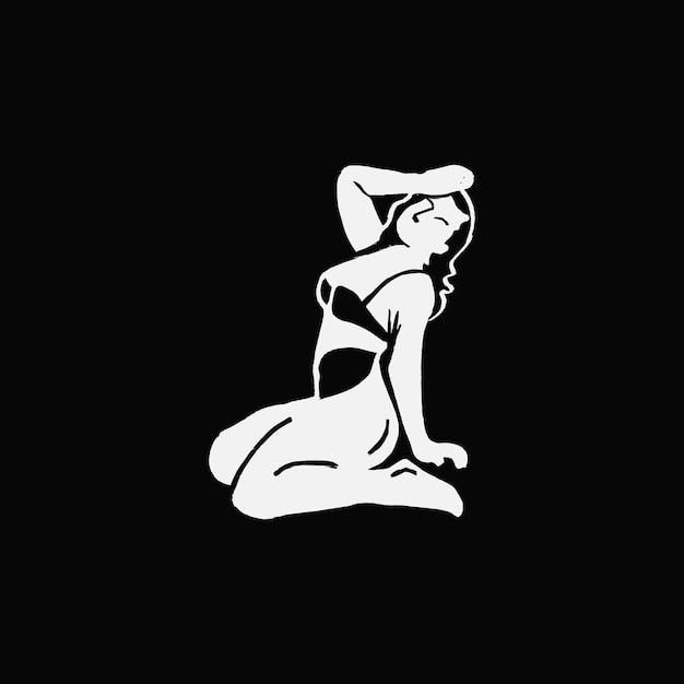 Handzeichnung sexy Frau pose Vintage-Stil Vektor-Design