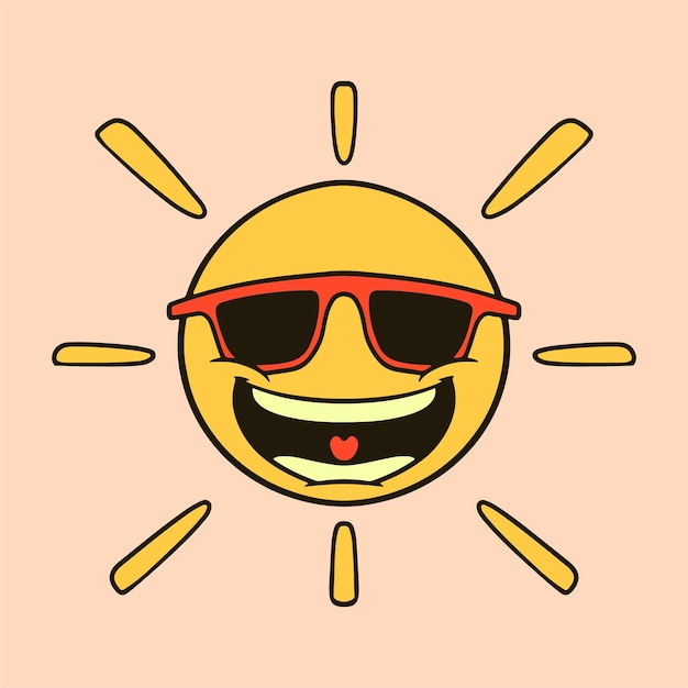 Handzeichnung Sonne Lächeln Cartoon Urlaub Sommer Strand tropische Illustration Vektorelement