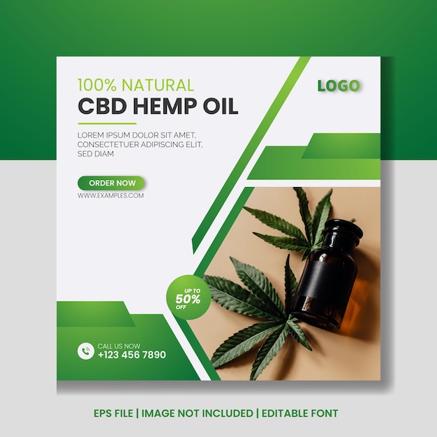 Hanf- oder cbd-produkt-social-media-post-banner-vorlage