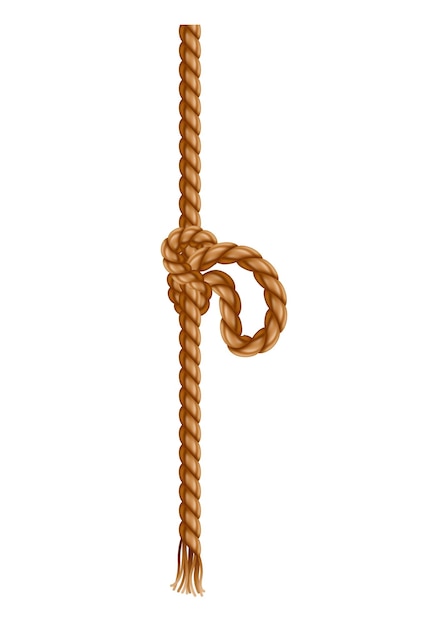 Hangseil mit Zopf und Knoten aus gestrickter Seefaden oder aus Seefasern aus vertikalen Textilfasern