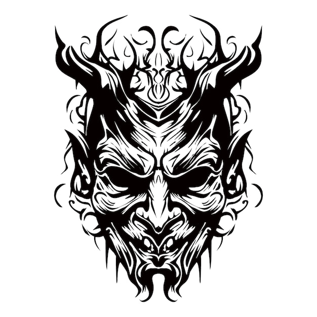 Hannya Mask Umrisszeichnung