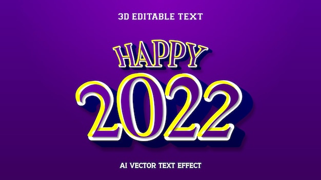 Happy 20223d bearbeitbare vektortexteffektvorlage