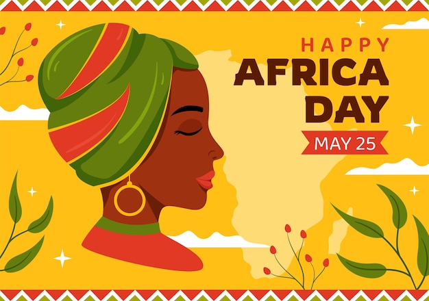 Happy Africa Day am 25. Mai Illustration mit Kultur Afrikanische Stammesfiguren in Cartoon Hand gezeichnet