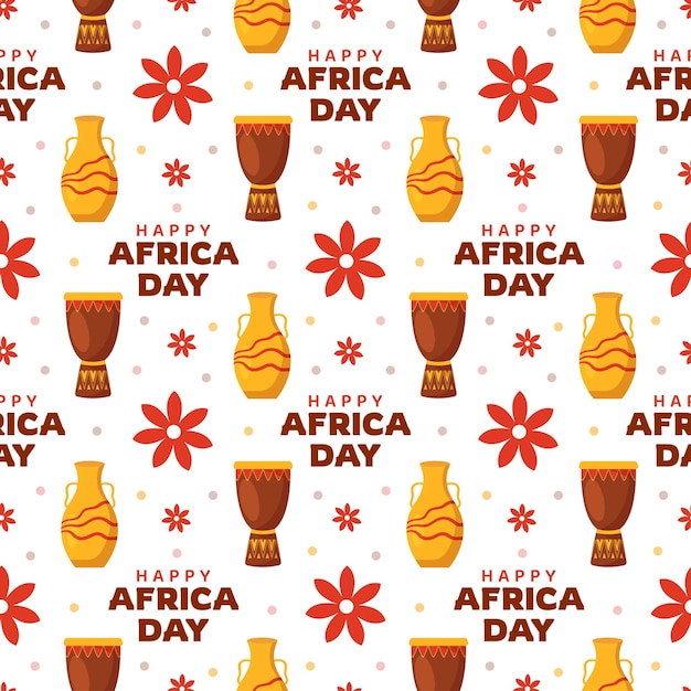 Happy africa day seamless pattern design mit kultur afrikanischen stammesfiguren dekoration illustration