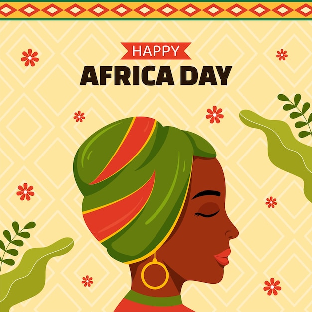 Happy Africa Day Social Media Hintergrund Illustration Cartoon handgezeichnete Vorlagen