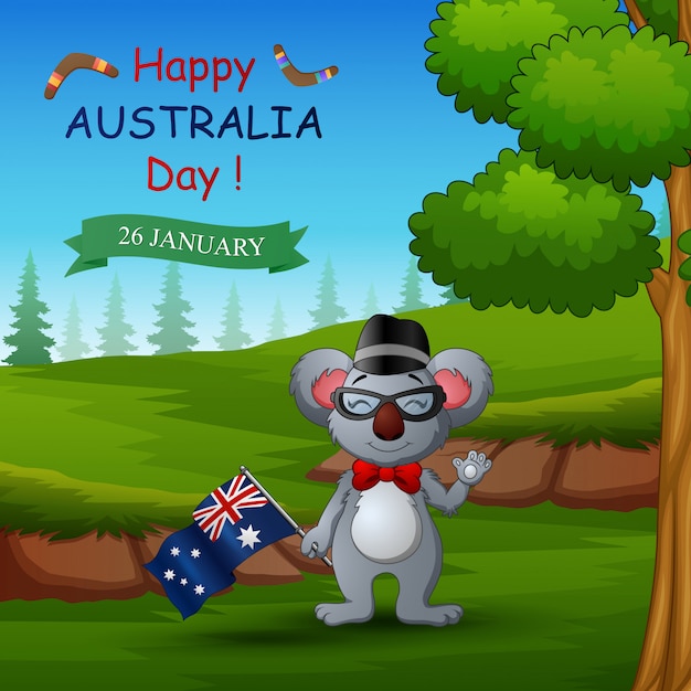 Happy australia day mit koala auf die natur