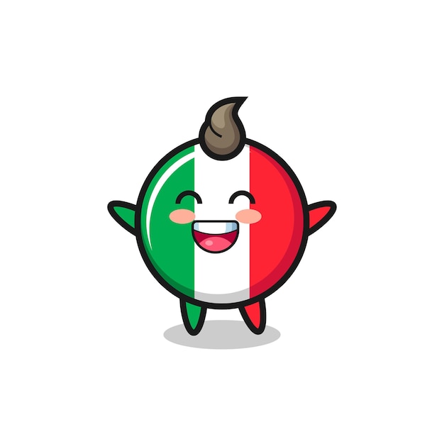 Happy baby italien flagge cartoon-figur, niedliches design für t-shirt, aufkleber, logo-element