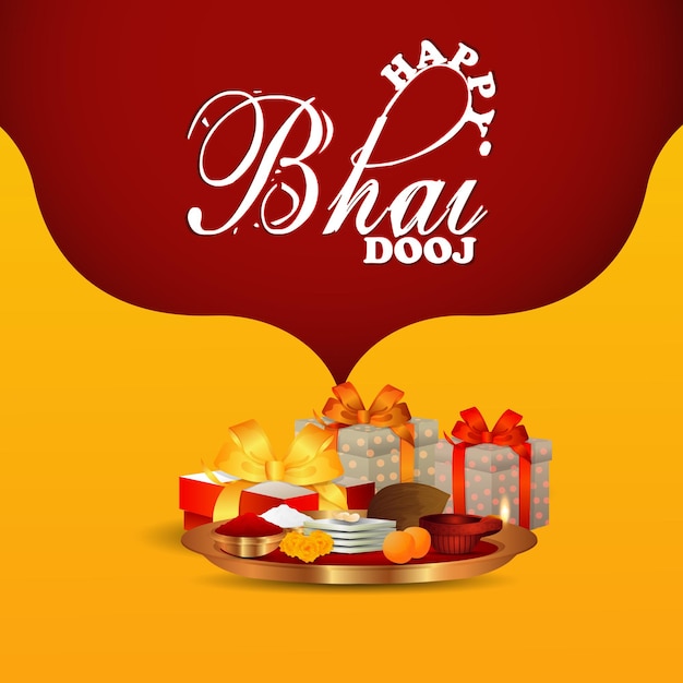 Happy bhai dooj traditionelle indische festival-grußkarte mit kreativer illustration