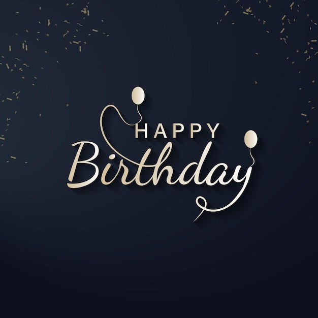 Happy Birthday Typografie Gold und Schwarz für Social Media Post