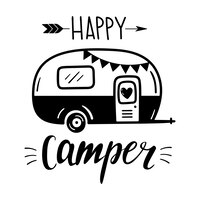 Vektor happy camper schriftzug camping motivierende worte happy camper sommer