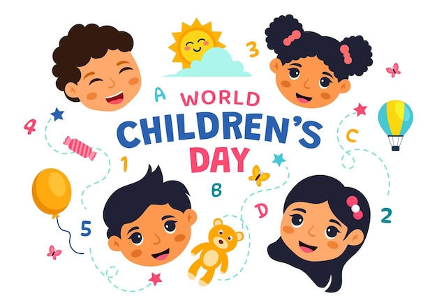 Happy Children Day Vector Illustration mit Kindern Gemeinsamkeit in Kindern Feier Karikatur