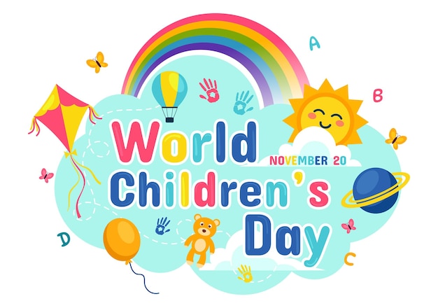 Happy Children Day Vector Illustration mit Kindern Gemeinsamkeit in Kindern Feier Karikatur