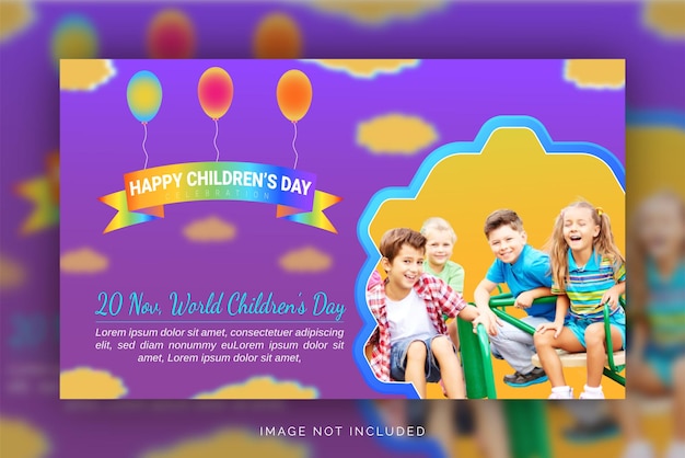 Happy Children's Day Einzigartige elegante Farbverlauf bearbeitbare Social Media Post Hintergrundvorlage