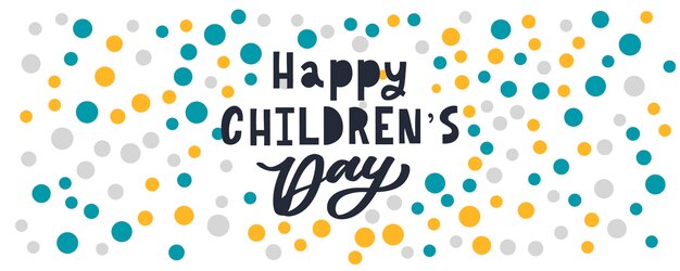 Vektor happy children's day holiday satz handgezeichnete vektorbeschriftung