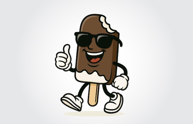 Happy Chocolate Ice Cream Cartoon mit Sonnenbrille