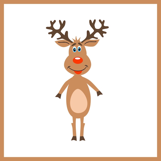 Vektor happy christmas cute deer red nose isoliert auf weißem hintergrund vektor-illustration