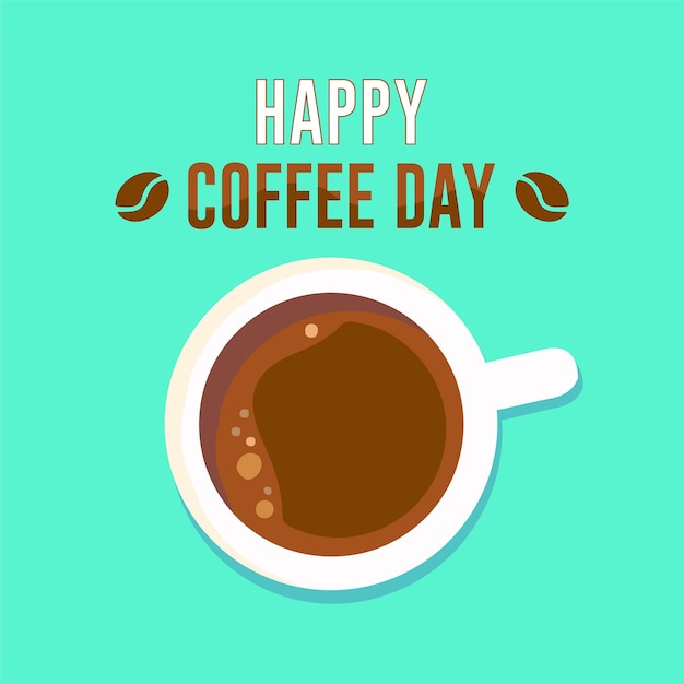 Vektor happy coffee day banner vektor illustration kunst sonderbeitrag logo becher tasse vorlage