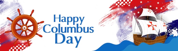Happy columbus day national usa, amerika entdecken feiertagsplakat-grußkarten-flacher vektor