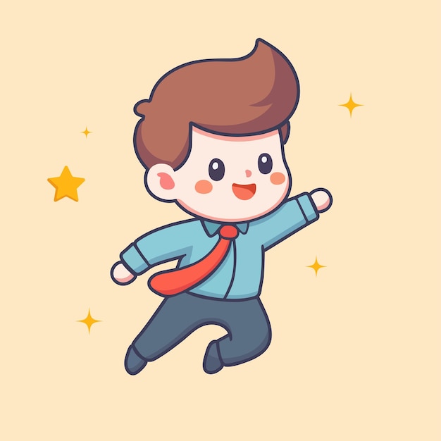 Vektor happy cute boy jumping cartoon flache design-stil vektor-illustration