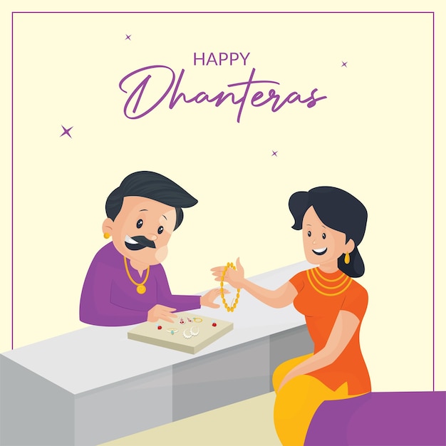 Happy dhanteras traditionelles festival-banner-design-vorlage