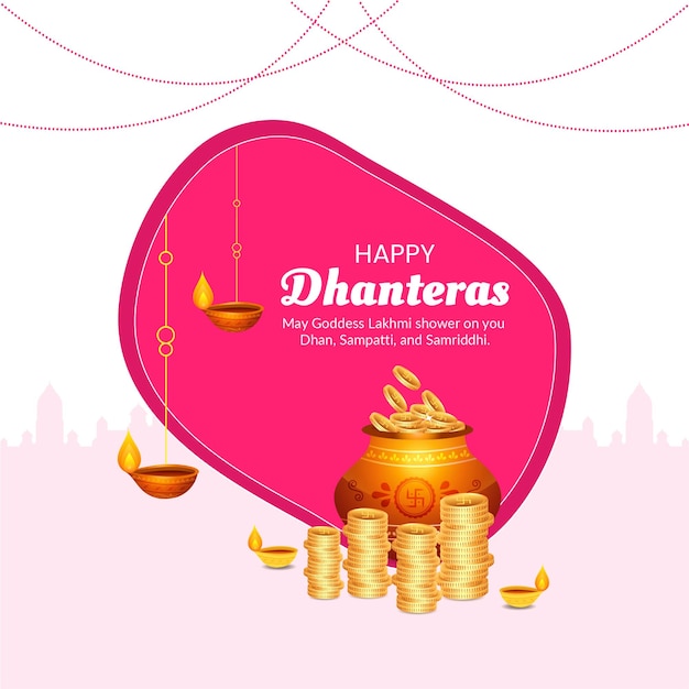 Vektor happy dhanteras traditionelles festival-banner-design-vorlage