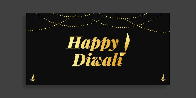 Happy diwali banner gold und schwarz 01