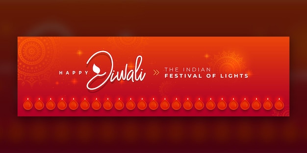 Happy diwali festival banner design-vorlage mit leuchtenden lampen illustration